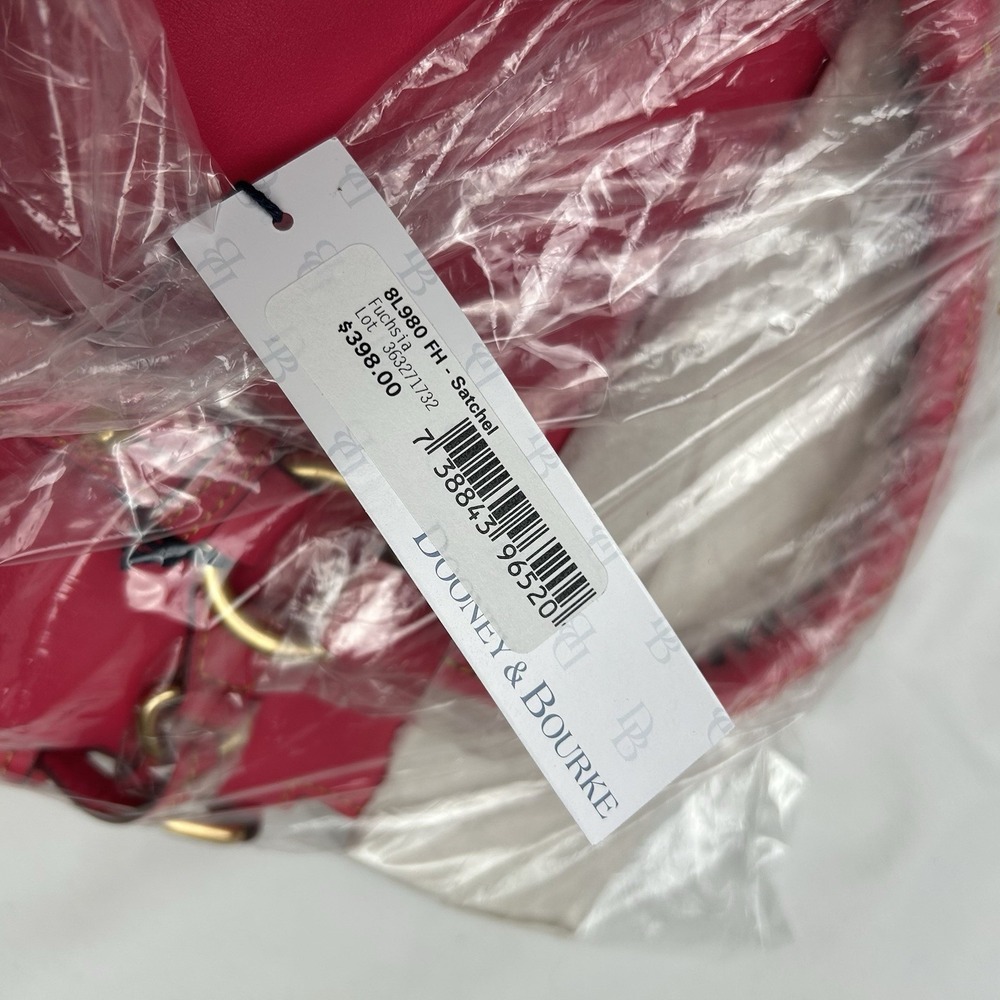 NWT Dooney Bourke 8L980 Small Florentine Leather Satchel Fuchsia Pink Purse Bag - Picture 14 of 16